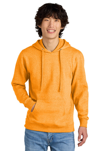 District DT6100 Mens Very Important Fleece Hooded Sweatshirt Hoodie w/ Pouch Pocket Heather Marigold Model Front