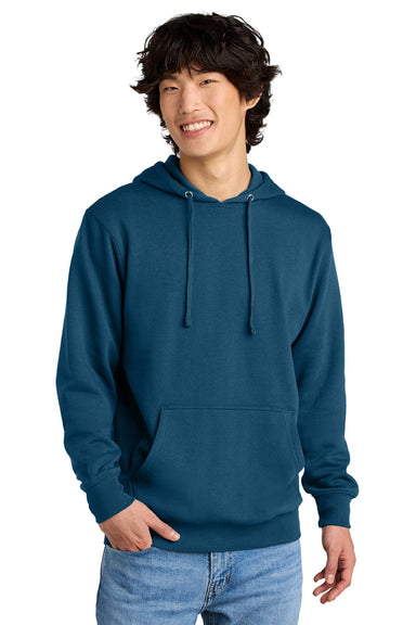 District DT6100 Mens Very Important Fleece Hooded Sweatshirt Hoodie w/ Pouch Pocket Neptune Blue Model Front