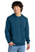 District DT6100 Mens Very Important Fleece Hooded Sweatshirt Hoodie w/ Pouch Pocket Neptune Blue Model Front