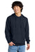 District DT6100 Mens Very Important Fleece Hooded Sweatshirt Hoodie w/ Pouch Pocket New Navy Blue Model Front