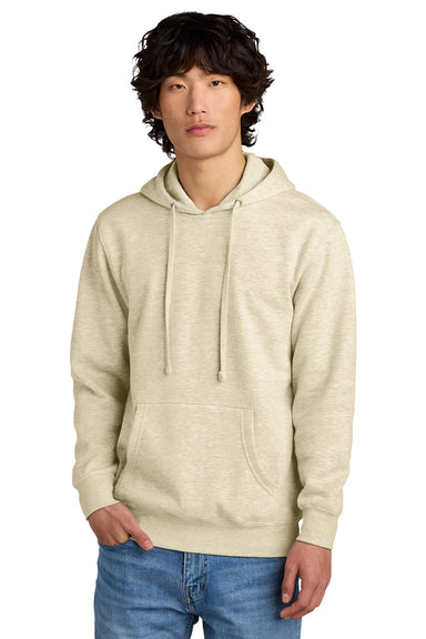 District DT6100 Mens Very Important Fleece Hooded Sweatshirt Hoodie w/ Pouch Pocket Heather Oatmeal Model Front