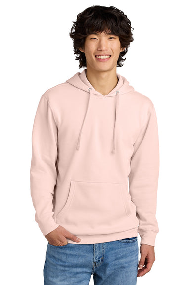 District DT6100 Mens Very Important Fleece Hooded Sweatshirt Hoodie w/ Pouch Pocket Rosewater Pink Model Front