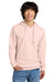 District DT6100 Mens Very Important Fleece Hooded Sweatshirt Hoodie w/ Pouch Pocket Rosewater Pink Model Front