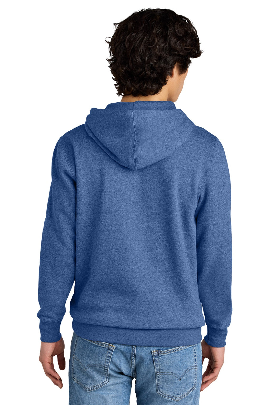 District DT6100 Mens Very Important Fleece Hooded Sweatshirt Hoodie w/ Pouch Pocket Royal Blue Frost Model Back