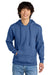 District DT6100 Mens Very Important Fleece Hooded Sweatshirt Hoodie w/ Pouch Pocket Royal Blue Frost Model Front
