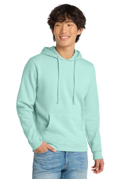 District DT6100 Mens Very Important Fleece Hooded Sweatshirt Hoodie w/ Pouch Pocket Sea Mist Green Model Front