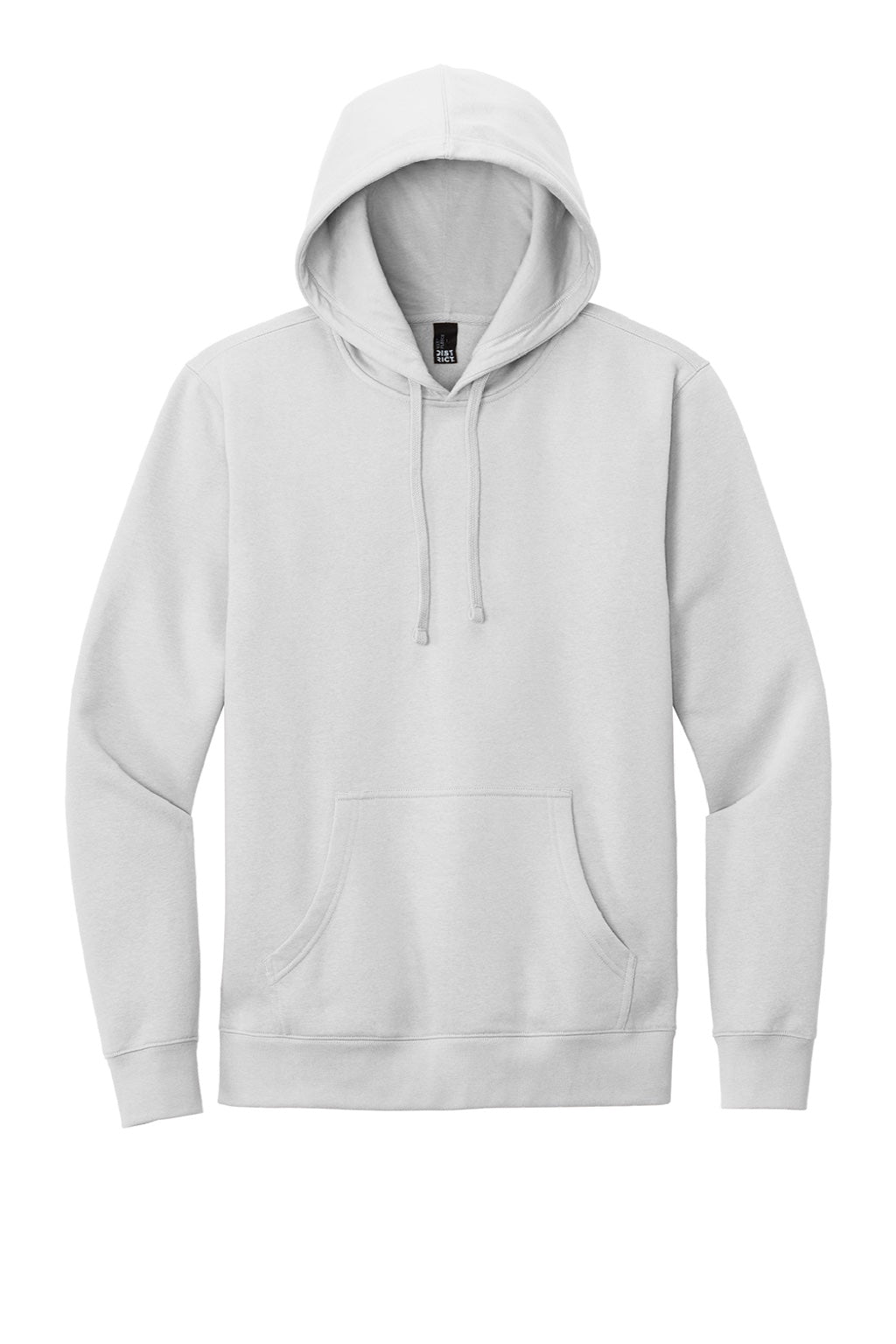 District DT6100 Mens Very Important Fleece Hooded Sweatshirt Hoodie w/ Pouch Pocket White Smoke Flat Front