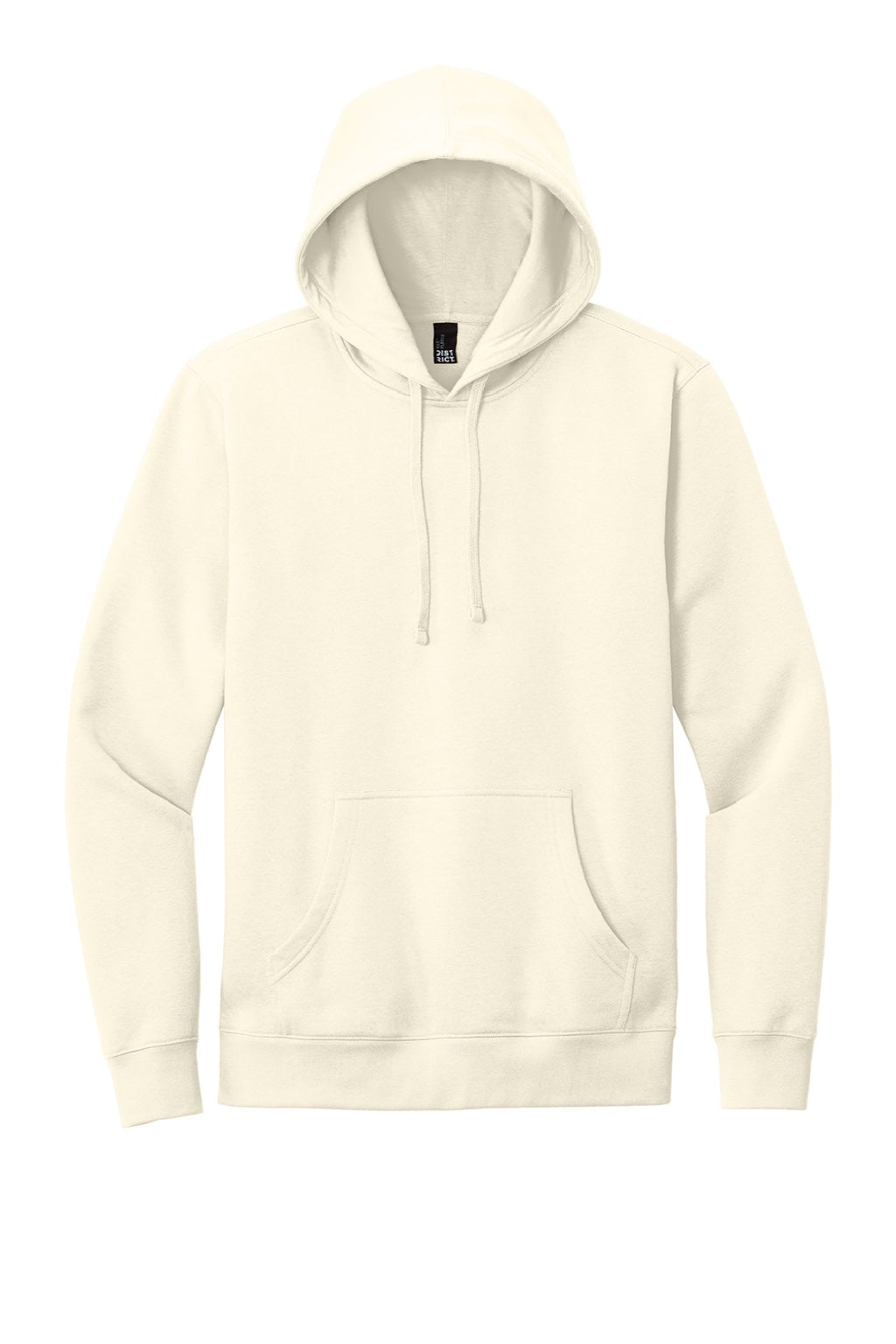 District DT6100 Mens Very Important Fleece Hooded Sweatshirt Hoodie w/ Pouch Pocket Gardenia Flat Front