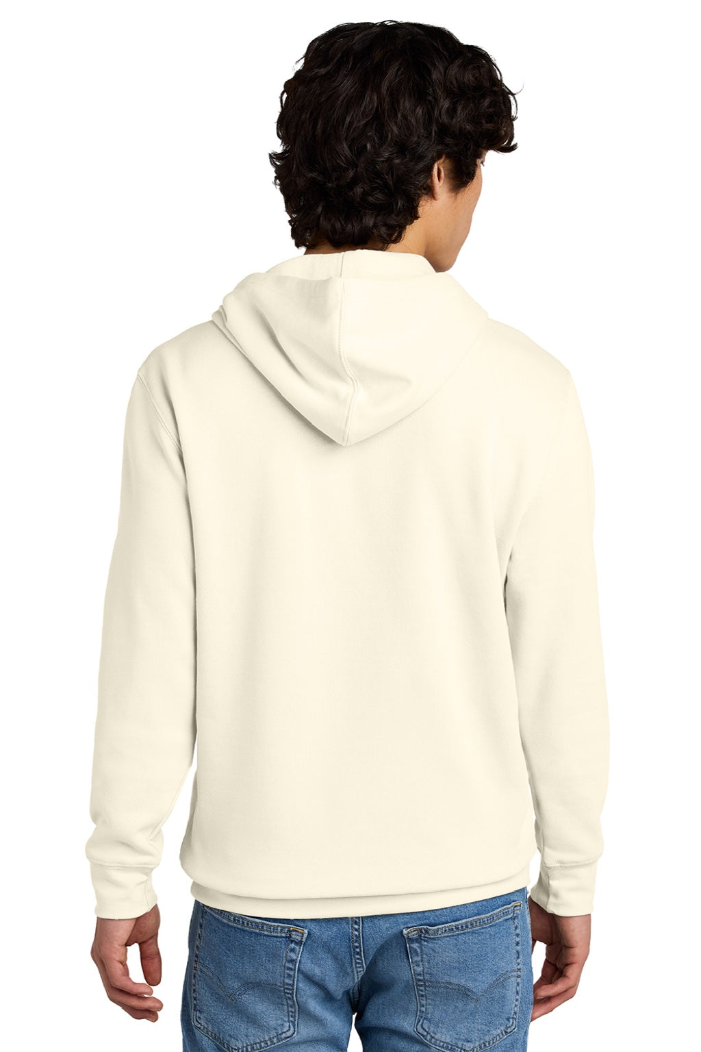 District DT6100 Mens Very Important Fleece Hooded Sweatshirt Hoodie w/ Pouch Pocket Gardenia Model Back