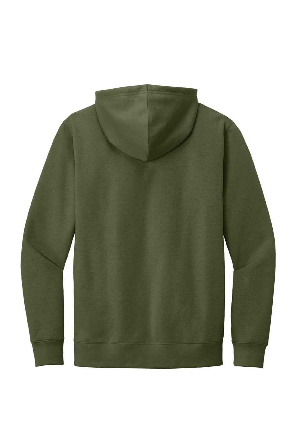 District DT6100 Mens Very Important Fleece Hooded Sweatshirt Hoodie w/ Pouch Pocket Olive Green Flat Back