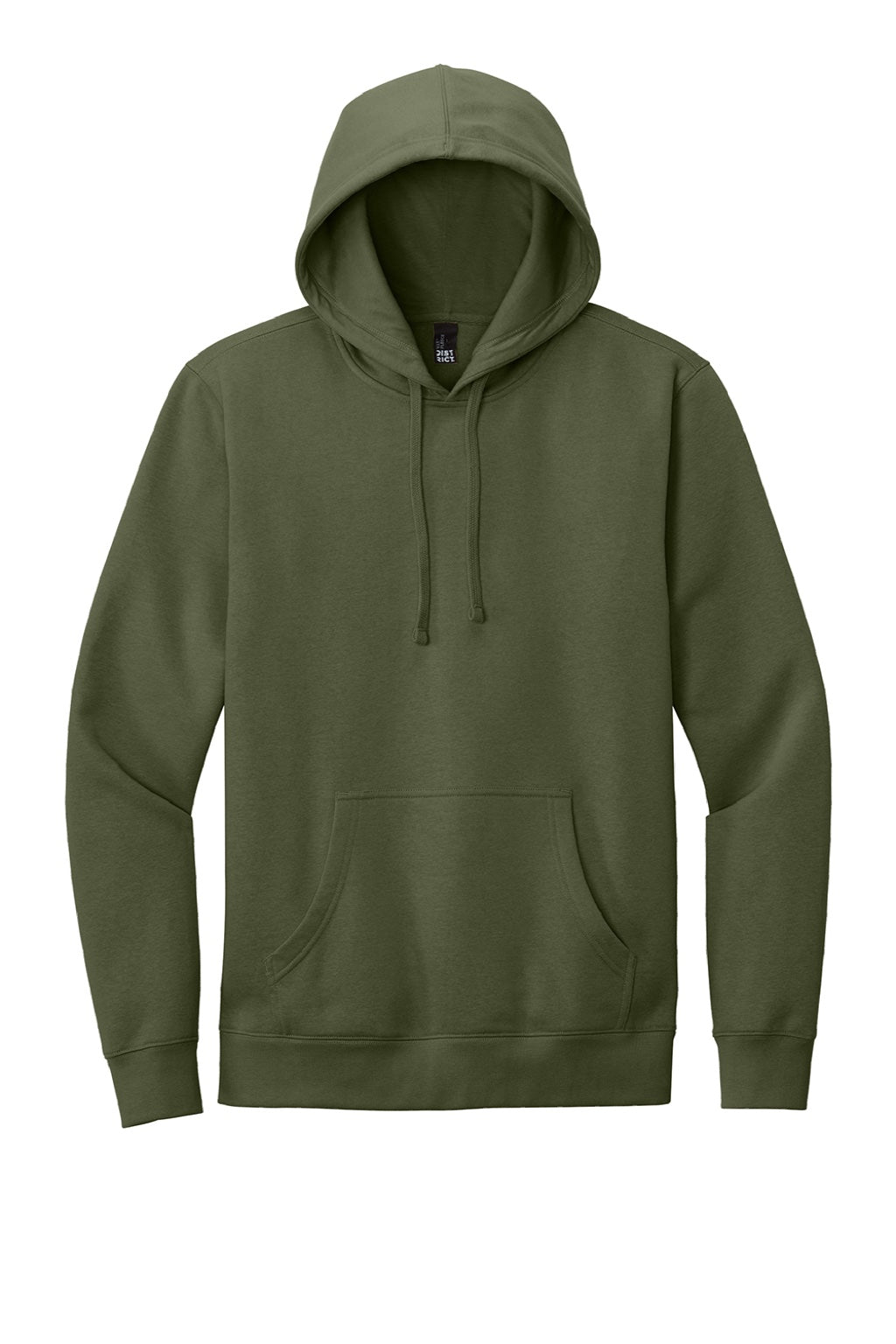 District DT6100 Mens Very Important Fleece Hooded Sweatshirt Hoodie w/ Pouch Pocket Olive Green Flat Front