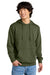 District DT6100 Mens Very Important Fleece Hooded Sweatshirt Hoodie w/ Pouch Pocket Olive Green Model Front