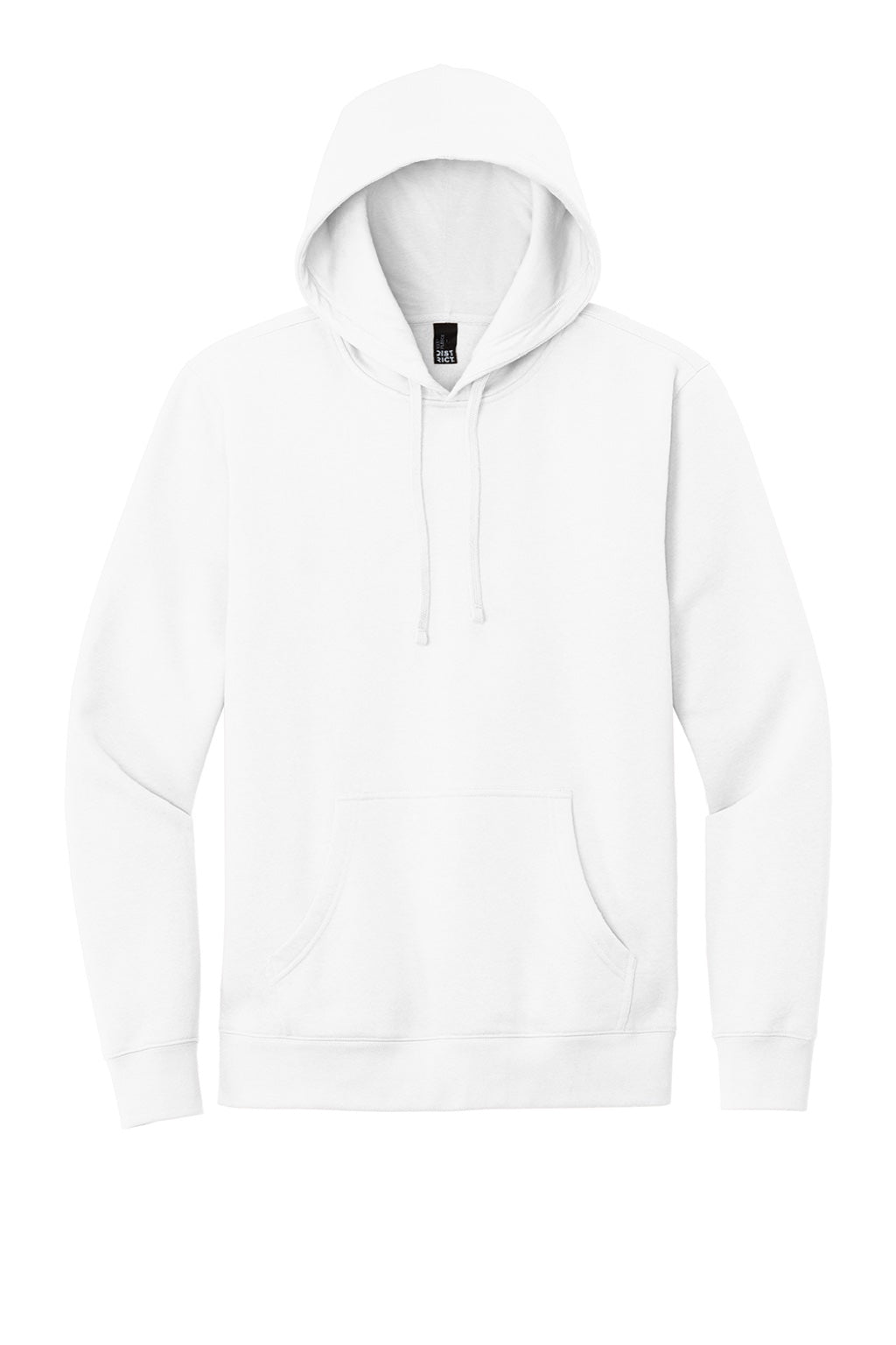 District DT6100 Mens Very Important Fleece Hooded Sweatshirt Hoodie w/ Pouch Pocket White Flat Front