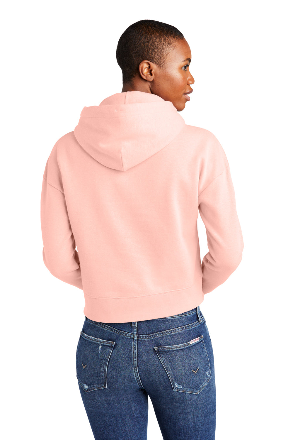 District DT6101 Womens V.I.T. Fleece Hooded Sweatshirt Hoodie Rosewater Pink Model Back