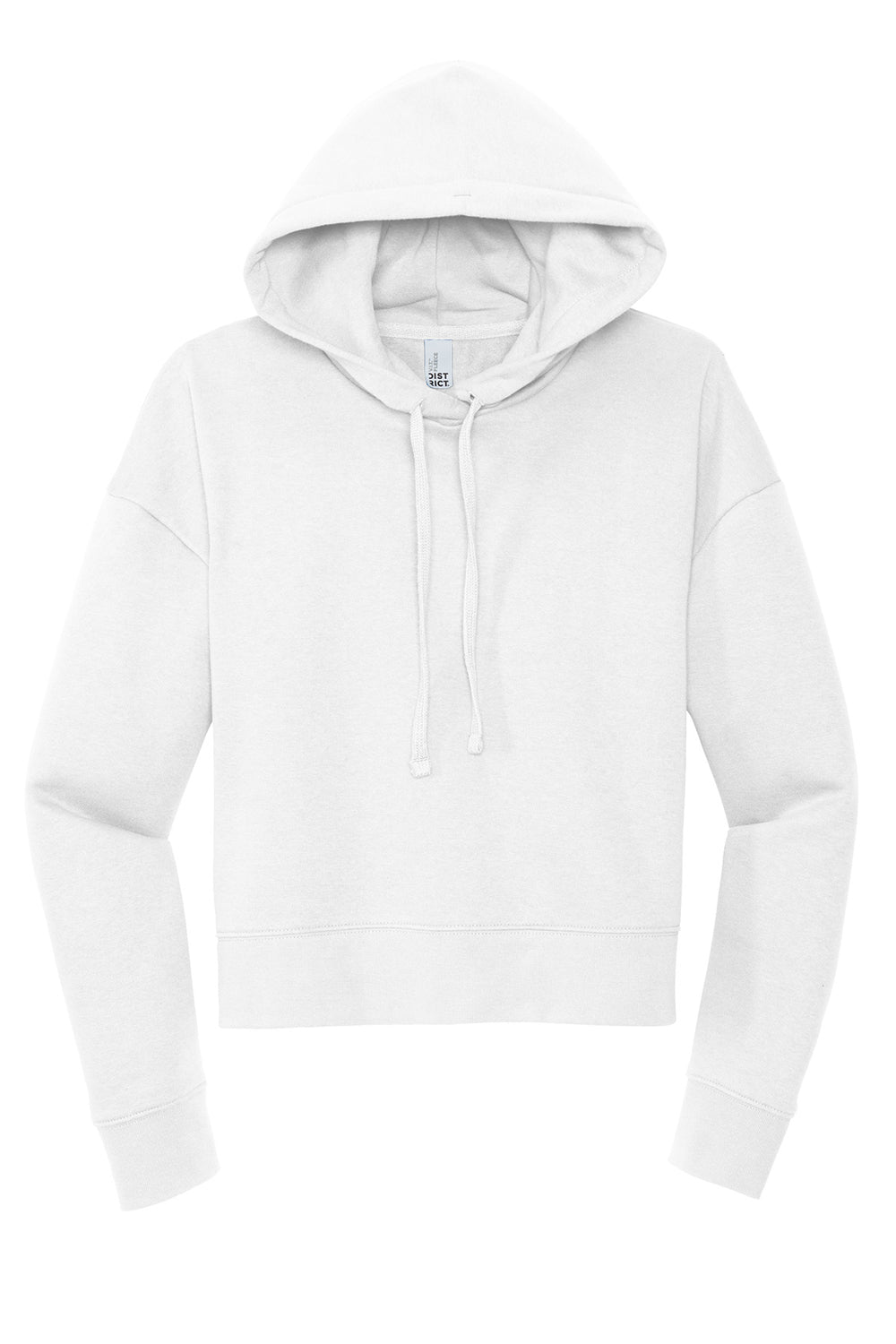 District DT6101 Womens V.I.T. Fleece Hooded Sweatshirt Hoodie White Flat Front
