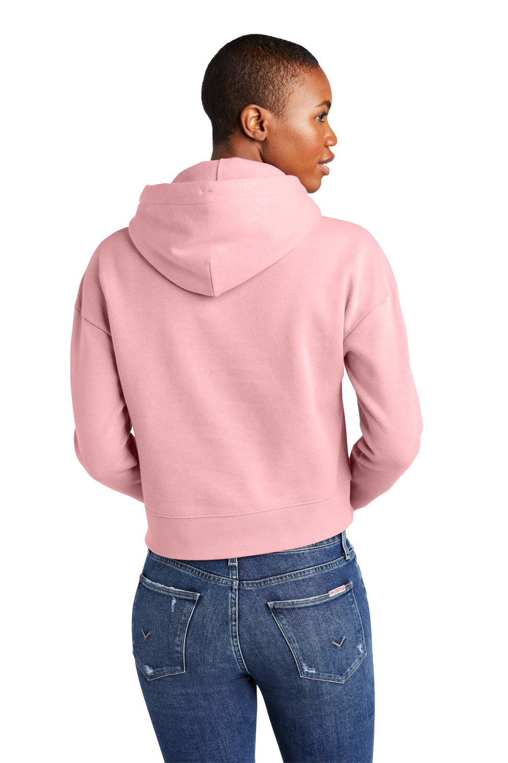 District DT6101 Womens V.I.T. Fleece Hooded Sweatshirt Hoodie Wisteria Pink Model Back