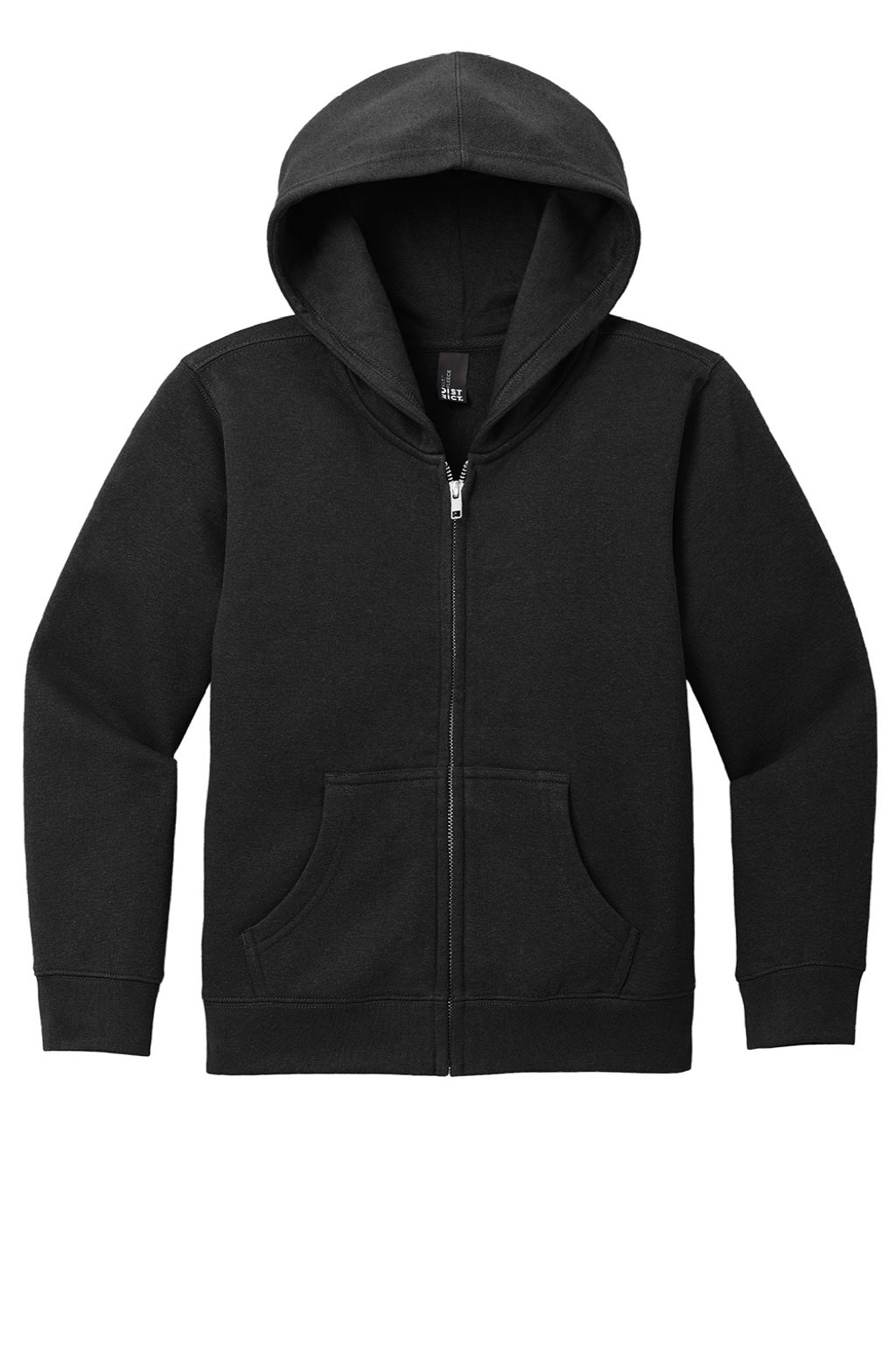 District DT6102Y Youth V.I.T. Fleece Full Zip Hooded Sweatshirt Hoodie w/ Pockets Black Flat Front