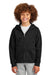 District DT6102Y Youth V.I.T. Fleece Full Zip Hooded Sweatshirt Hoodie w/ Pockets Black Model Front