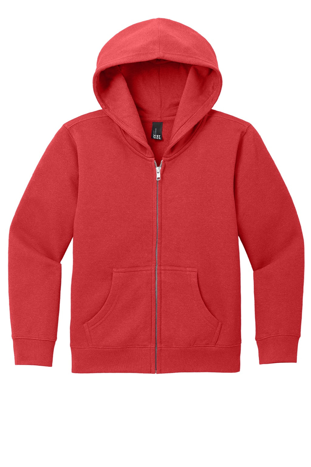 District DT6102Y Youth V.I.T. Fleece Full Zip Hooded Sweatshirt Hoodie w/ Pockets Classic Red Flat Front