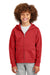 District DT6102Y Youth V.I.T. Fleece Full Zip Hooded Sweatshirt Hoodie w/ Pockets Classic Red Model Front
