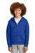 District DT6102Y Youth V.I.T. Fleece Full Zip Hooded Sweatshirt Hoodie w/ Pockets Deep Royal Blue Model Front