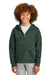 District DT6102Y Youth V.I.T. Fleece Full Zip Hooded Sweatshirt Hoodie w/ Pockets Forest Green Model Front