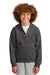District DT6102Y Youth V.I.T. Fleece Full Zip Hooded Sweatshirt Hoodie w/ Pockets Heather Charcoal Grey Model Front