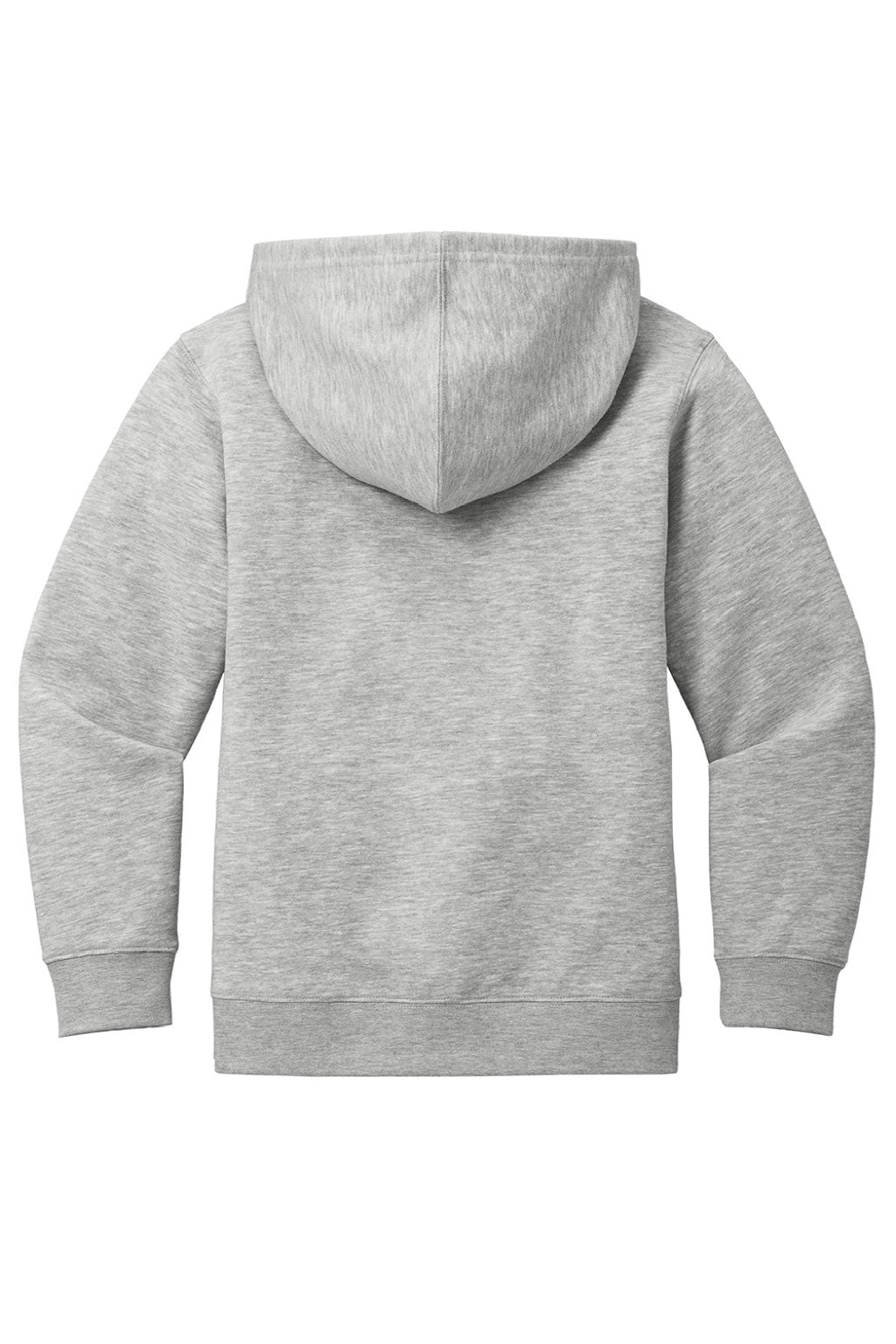 District DT6102Y Youth V.I.T. Fleece Full Zip Hooded Sweatshirt Hoodie w/ Pockets Heather Light Grey Flat Back