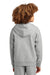 District DT6102Y Youth V.I.T. Fleece Full Zip Hooded Sweatshirt Hoodie w/ Pockets Heather Light Grey Model Back