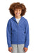District DT6102Y Youth V.I.T. Fleece Full Zip Hooded Sweatshirt Hoodie w/ Pockets Royal Blue Frost Model Front