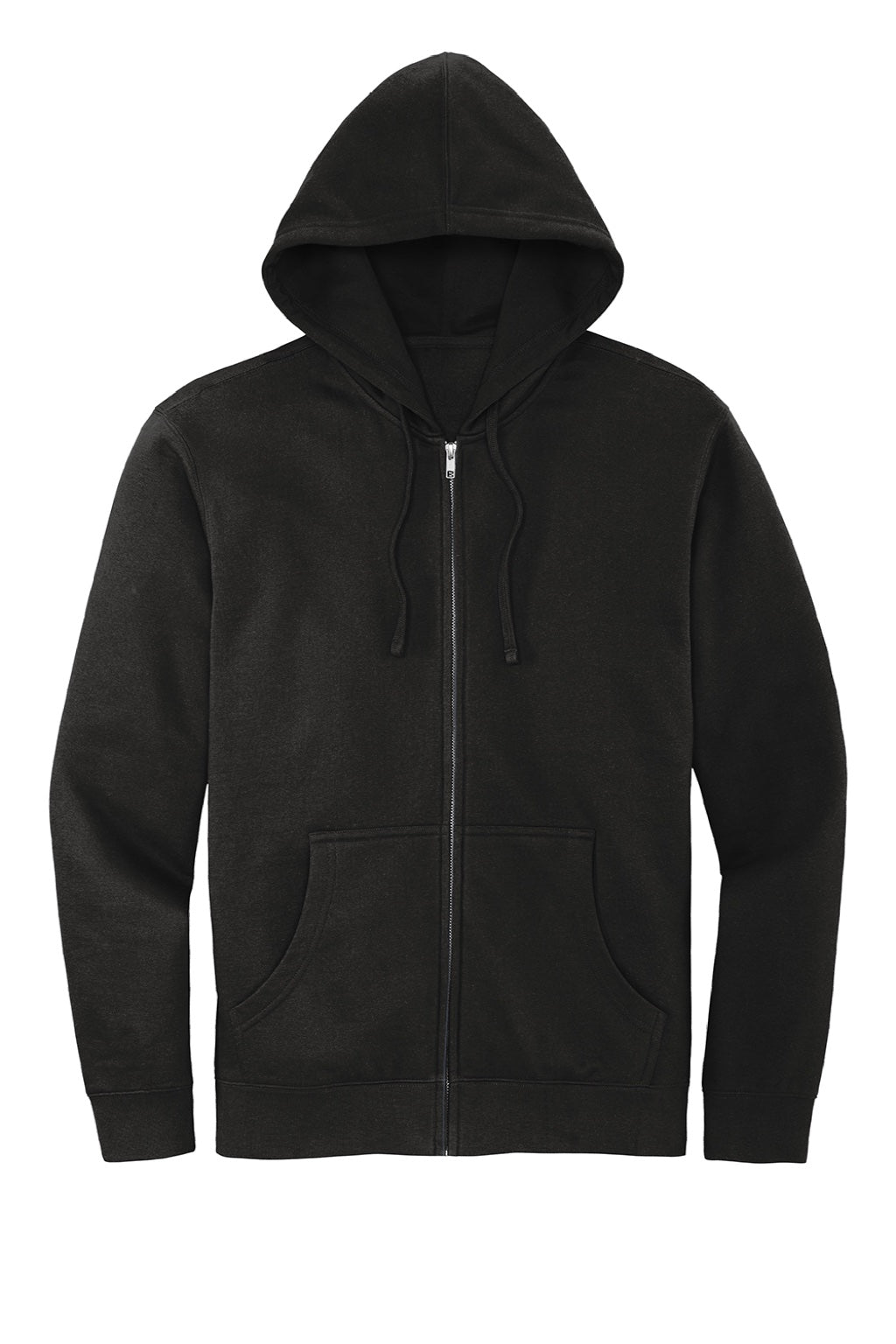 District DT6102 Mens Very Important Fleece Full Zip Hooded Sweatshirt Hoodie w/ Pockets Black Flat Front