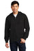 District DT6102 Mens Very Important Fleece Full Zip Hooded Sweatshirt Hoodie w/ Pockets Black Model Front