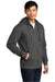 District DT6102 Mens Very Important Fleece Full Zip Hooded Sweatshirt Hoodie w/ Pockets Charcoal Grey Model 3q