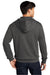 District DT6102 Mens Very Important Fleece Full Zip Hooded Sweatshirt Hoodie w/ Pockets Charcoal Grey Model Back