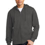 District Mens Very Important Fleece Full Zip Hooded Sweatshirt Hoodie w/ Pockets - Charcoal Grey