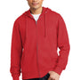 District Mens Very Important Fleece Full Zip Hooded Sweatshirt Hoodie w/ Pockets - Classic Red