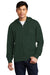 District DT6102 Mens Very Important Fleece Full Zip Hooded Sweatshirt Hoodie w/ Pockets Forest Green Model Front