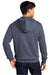 District DT6102 Mens Very Important Fleece Full Zip Hooded Sweatshirt Hoodie w/ Pockets Heather Navy Blue Model Back