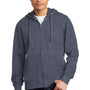 District Mens Very Important Fleece Full Zip Hooded Sweatshirt Hoodie w/ Pockets - Heather Navy Blue