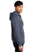 District DT6102 Mens Very Important Fleece Full Zip Hooded Sweatshirt Hoodie w/ Pockets Heather Navy Blue Model Side