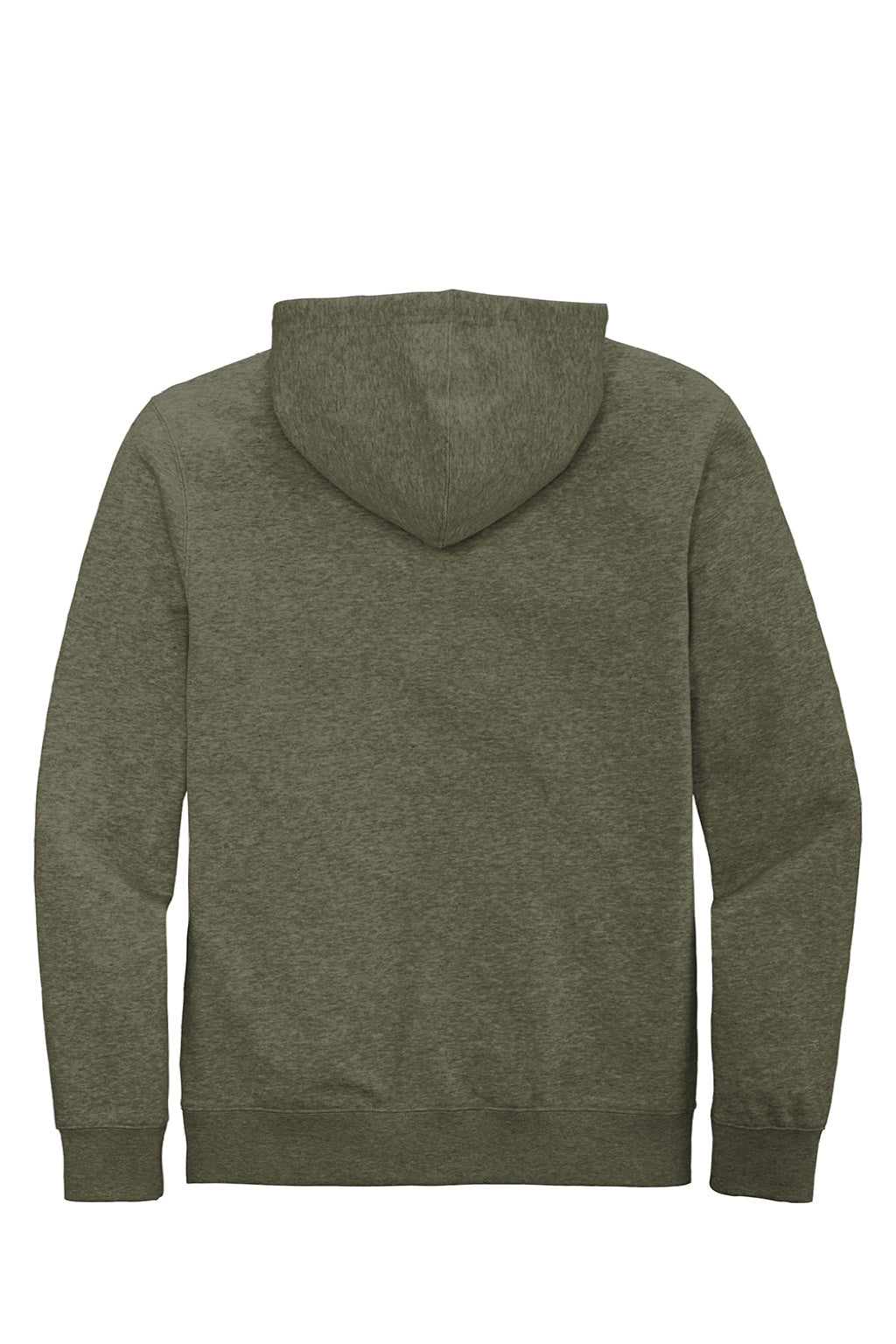 District DT6102 Mens Very Important Fleece Full Zip Hooded Sweatshirt Hoodie w/ Pockets Heather Olive Green Flat Back