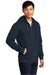 District DT6102 Mens Very Important Fleece Full Zip Hooded Sweatshirt Hoodie w/ Pockets New Navy Blue Model 3q