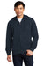 District DT6102 Mens Very Important Fleece Full Zip Hooded Sweatshirt Hoodie w/ Pockets New Navy Blue Model Front