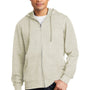District Mens Very Important Fleece Full Zip Hooded Sweatshirt Hoodie w/ Pockets - Heather Oatmeal