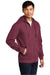 District DT6102 Mens Very Important Fleece Full Zip Hooded Sweatshirt Hoodie w/ Pockets Plum Purple Model 3q