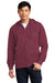District DT6102 Mens Very Important Fleece Full Zip Hooded Sweatshirt Hoodie w/ Pockets Plum Purple Model Front