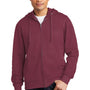 District Mens Very Important Fleece Full Zip Hooded Sweatshirt Hoodie w/ Pockets - Plum Purple