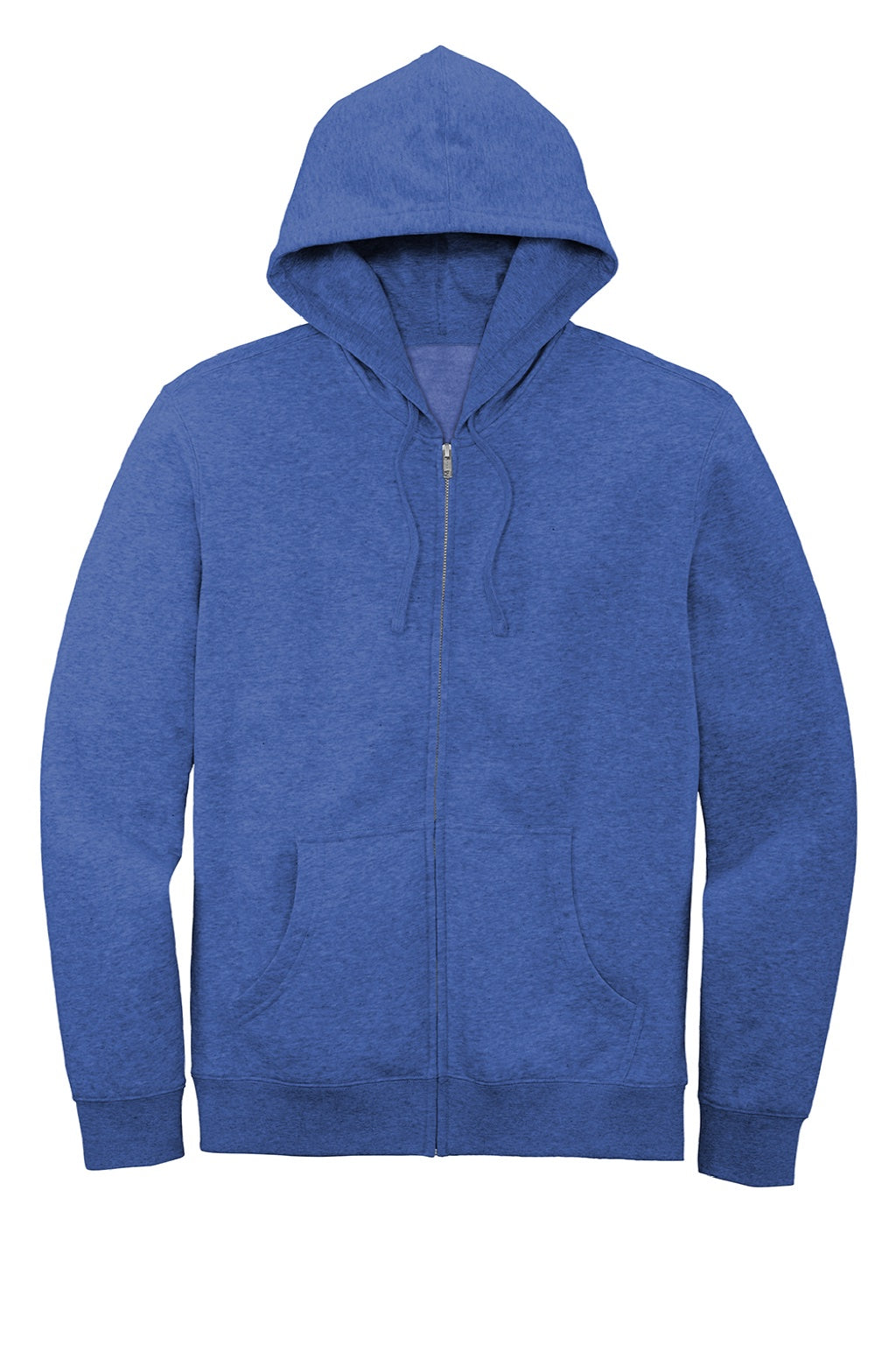 District DT6102 Mens Very Important Fleece Full Zip Hooded Sweatshirt Hoodie w/ Pockets Royal Blue Frost Flat Front