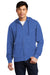 District DT6102 Mens Very Important Fleece Full Zip Hooded Sweatshirt Hoodie w/ Pockets Royal Blue Frost Model Front
