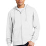 District Mens Very Important Fleece Full Zip Hooded Sweatshirt Hoodie w/ Pockets - White